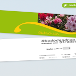 Gestaltung & Druck - Gutscheine für einen Rhododendronhandel, DIN-Lang Klappkarten