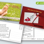 Gestaltung und Druck individueller Karten für verschiedene Firmen.