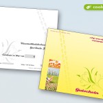 Klappkarten als Geschenkgutscheine - Gestaltung und Druck für ein Kosmetikstudio
